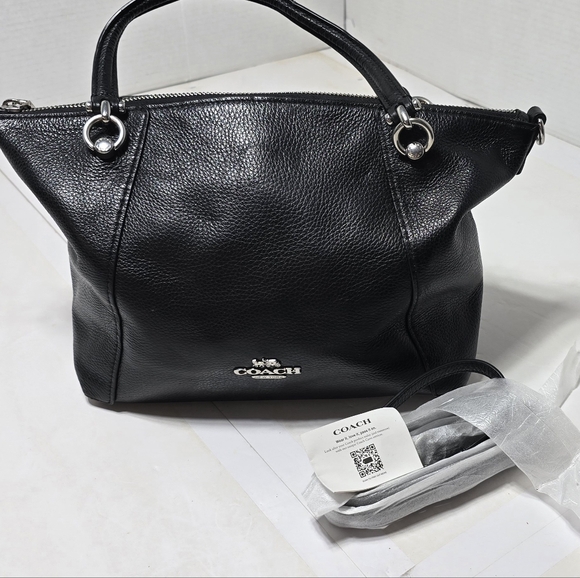 Coach Black Leather With Silver Accent Women's Bag NBJ2132- C6229 - Picture 1 of 9